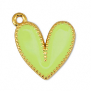 Metall Anhänger DQ Herz Lime Yellow-Gold (Nickelfrei)