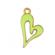 Metall Anhänger DQ Herz Lime Yellow-Gold (Nickelfrei)