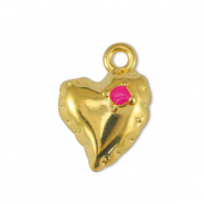 Metall Anhänger DQ Herz Fuchsia-Gold (Nickelfrei)