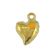 Metall Anhänger DQ Herz Orange-Gold (Nickelfrei)