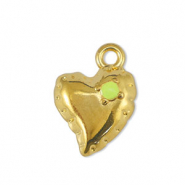 Metall Anhänger DQ Herz Lime Yellow-Gold (Nickelfrei)