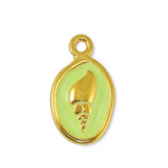 Metall Anhänger DQ Muschel Lime Yellow-Gold (Nickelfrei)