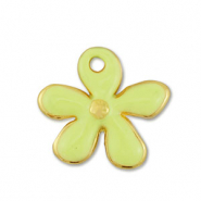 Metall Anhänger DQ Blume Gold-lime yellow (Nickelfrei)