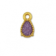 Metall Anhänger DQ Tropfenform Gold-glitter purple (Nickelfrei)