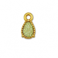 Metall Anhänger DQ Tropfenform Gold-glitter light green (Nickelfrei)