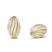 Acrylperlen Oval mit Linien Transparent-gold