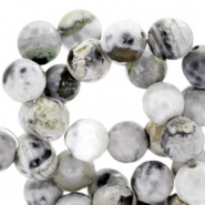 Halbedelstein Perlen rund 8mm geschliffen White-grey opal