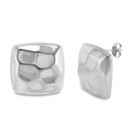 Ohrringe / Ohrstecker aus Stainless Steel - Rostfreiem Stahl Viereck Silver