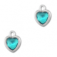 Anhänger Kristallglas Herz Aquamarine blue-silver
