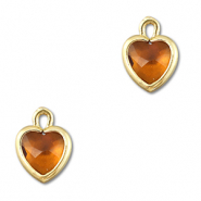 Anhänger Kristallglas Herz Orange brown-gold