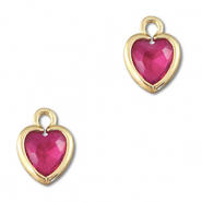 Anhänger Kristallglas Herz Dark pink-gold