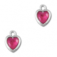 Anhänger Kristallglas Herz Dark pink-silver