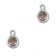 Anhänger Kristallglas Rund Multicolor-silver
