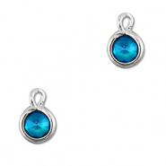 Anhänger Kristallglas Rund Blue-silver