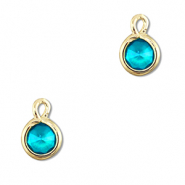 Anhänger Kristallglas Rund Aquamarine blue-gold