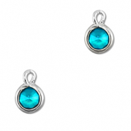 Anhänger Kristallglas Rund Aquamarine blue-silver