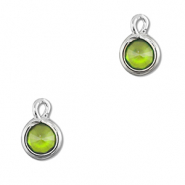 Anhänger Kristallglas Rund Green-silver