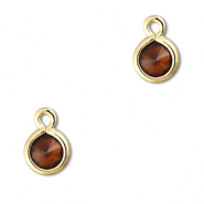 Anhänger Kristallglas Rund Orange brown-gold