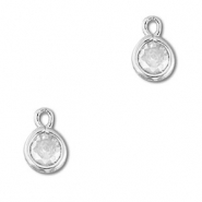 Anhänger Kristallglas Rund Transparent-silver