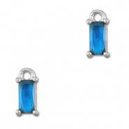 Anhänger Kristallglas Rechteck Blue-silver