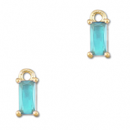 Anhänger Kristallglas Rechteck Aquamarine blue-gold