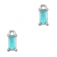 Anhänger Kristallglas Rechteck Aquamarine blue-silver