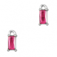 Anhänger Kristallglas Rechteck Dark pink-silver