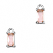Anhänger Kristallglas Rechteck Light pink-silver
