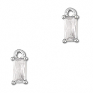 Anhänger Kristallglas Rechteck Transparent-silver