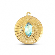 BY31® Stainless Steel - Rostfrei Stahl Anhänger Rund Gold-aqua