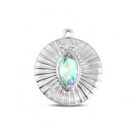 BY31® Stainless Steel - Rostfrei Stahl Anhänger Rund Silver-aqua
