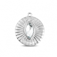 BY31® Stainless Steel - Rostfrei Stahl Anhänger Rund Silver-crystal