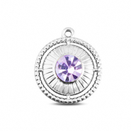 BY31® Stainless Steel - Rostfrei Stahl Anhänger Rund mit Ring Silver-light lilac