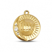 BY31® Stainless Steel - Rostfrei Stahl Anhänger Rund mit 11:11 Gold