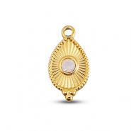 BY31® Stainless Steel - Rostfrei Stahl Anhänger Tropfenform Gold-soft pink opal
