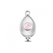 BY31® Stainless Steel - Rostfrei Stahl Anhänger Tropfenform Silver-soft pink opal
