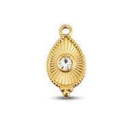 BY31® Stainless Steel - Rostfrei Stahl Anhänger Tropfenform Gold-crystal