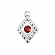BY31® Stainless Steel - Rostfrei Stahl Anhänger Rhombus Silver-ruby red