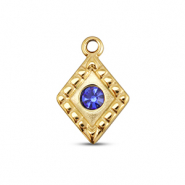 BY31® Stainless Steel - Rostfrei Stahl Anhänger Rhombus Gold-sapphire blue