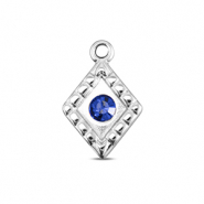 BY31® Stainless Steel - Rostfrei Stahl Anhänger Rhombus Silver-sapphire blue