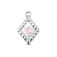 BY31® Stainless Steel - Rostfrei Stahl Anhänger Rhombus Silver-soft pink opal