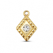 BY31® Stainless Steel - Rostfrei Stahl Anhänger Rhombus Gold-crystal