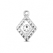 BY31® Stainless Steel - Rostfrei Stahl Anhänger Rhombus Silver-crystal