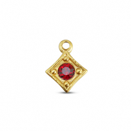 BY31® Stainless Steel - Rostfrei Stahl Anhänger Rhombus Gold-ruby red