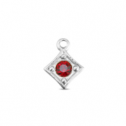 BY31® Stainless Steel - Rostfrei Stahl Anhänger Rhombus Silver-ruby red