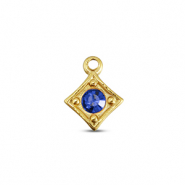 BY31® Stainless Steel - Rostfrei Stahl Anhänger Rhombus Gold-sapphire blue