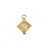 BY31® Stainless Steel - Rostfrei Stahl Anhänger Rhombus Gold-soft pink opal
