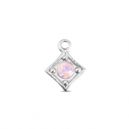 BY31® Stainless Steel - Rostfrei Stahl Anhänger Rhombus Silver-soft pink opal