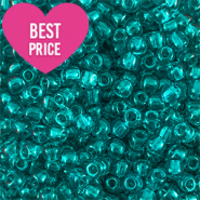 Glasperlen Rocailles 6/0 (4mm) Transparent matt ocean wave green