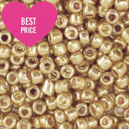 Glasperlen Rocailles 8/0 (3mm) Metallic shine deep gold 